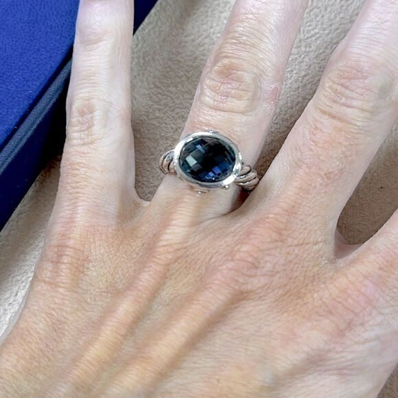 AUTHENTIC David Yurman 925 Sterling Silver London Blue Topaz & Amethyst Ring - Picture 4 of 4